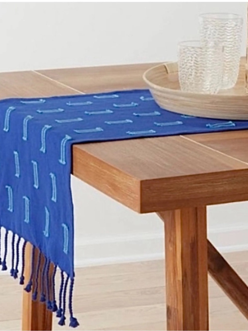 Opalhouse Cotton Clipped Blue Table Runner nwt